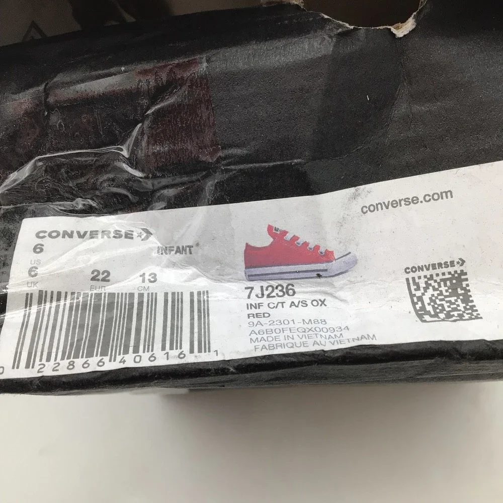 Converse CTAS Ox Infant Red Canvas Sneakers 7J236 Size 6 Toddler NEW